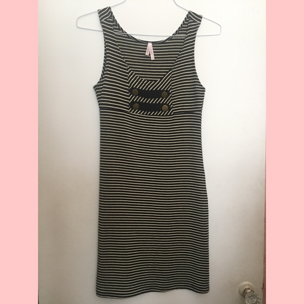 UO Sparkle & Fade Black-White Striped Dress M